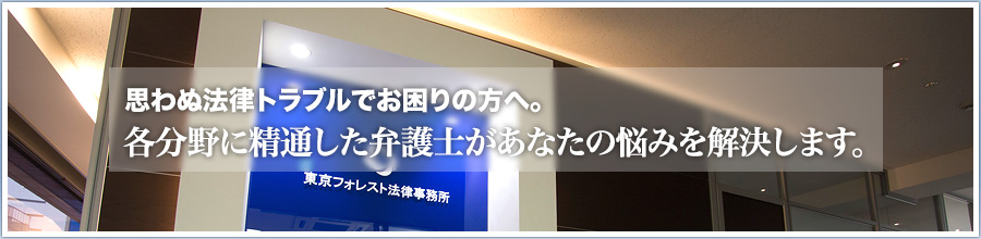 思わぬ法律トラブルでお困りの方へ。各分野に精通した弁護士があなたの悩みを解決します。